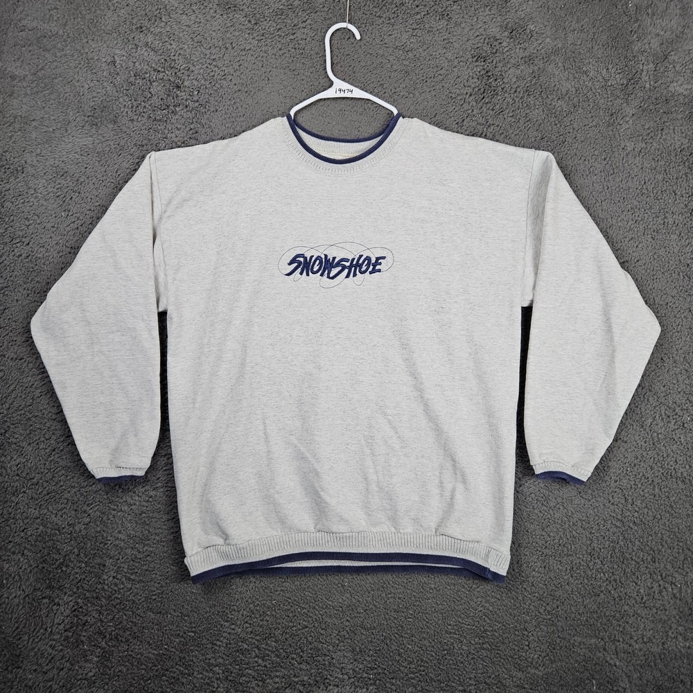 Vintage Carolina Smile Snowshoe Sweatshirt Mens XL‎ Gray Made in USA Embroidered
